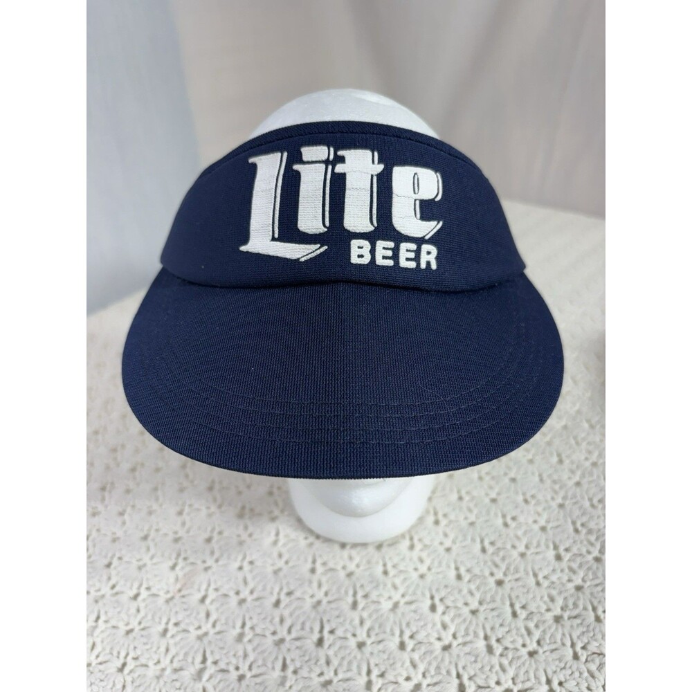 Vintage 90s Miller Lite Beer Puffy Paint Poker Golf Strapback Visor Hat Cap